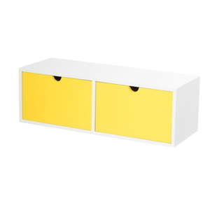 Bilo-žlutý nástěnný odkládací stolek se 2 zásuvkami Furniteam Design