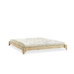 Dvoulůžková postel z borovicového dřeva s matrací Karup Design Elan Comfort Mat Natural/Natural, 160 x 200 cm