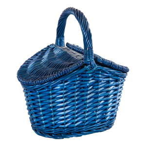 Modrý proutěný košík Joy, délka 25 cm