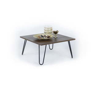 Černý konferenční stolek v dekoru ořechového dřeva Illia Jane, 60 x 60 cm