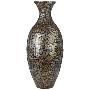 Bambusová váza s lasturovými detaily Premier Housewares Crackle Mosaic, výška 65 cm