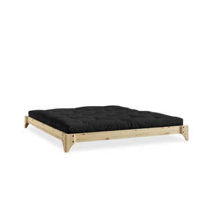 Dvoulůžková postel z borovicového dřeva s matrací Karup Design Elan Comfort Mat Natural/Black, 140 x 200 cm