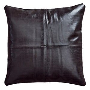 Tmavě hnědý kožený polštář Fuhrhome Rabat, 45 x 45 cm
