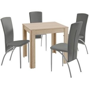 Set jídelního stolu a 4 béžových jídelních židlí Støraa Lori Nevada Duro Oak Light Grey