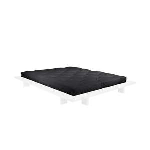 Dvoulůžková postel z borovicového dřeva s matrací Karup Design Japan Double Latex White/Black, 140 x 200 cm