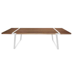 Tmavý dřevěný jídelní stůl s bílým podnožím Canett Gigant, 290 cm