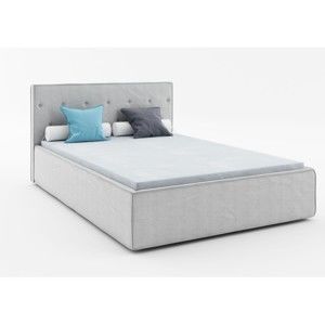 Světle šedá dvoulůžková postel Absynth Mio Premium, 160 x 200 cm