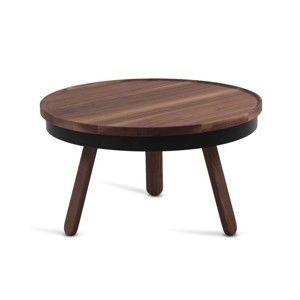Hnědý odkládací stolek z dubového dřeva s černými detaily a úložným prostorem Woodendot Batea M
