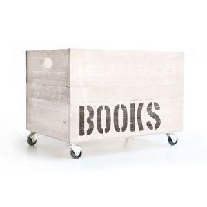 Bílá dřevěná krabice na knihy Little Nice Things Books