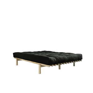 Dvoulůžková postel z borovicového dřeva s matrací Karup Design Pace Comfort Mat Natural/Black, 160 x 200 cm