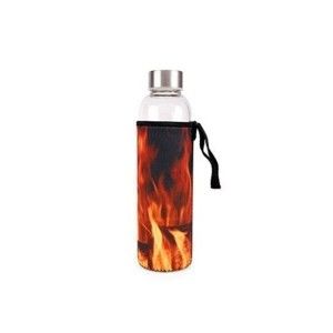 Skleněná láhev na vodu s obalem Kikkerland Fire, 600 ml