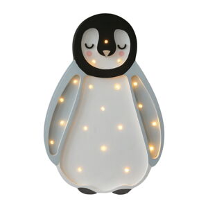Šedá stolní lampa z borovicového dřeva Little Lights Baby Penguin, výška 26,5 cm