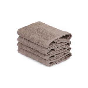 Sada 4 hnědých bavlněných ručníků Alinda, 30 x 30 cm