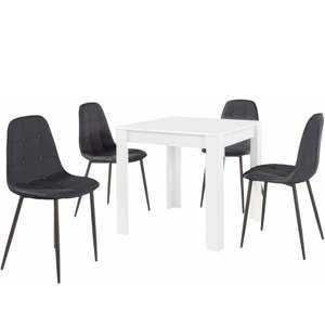 Set bílého jídelního stolu a 4 černých jídelních židlí Støraa Lori Lamar Duro