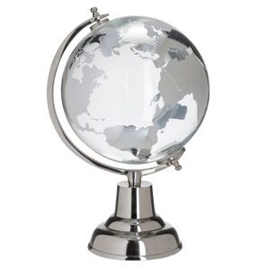 Skleněný dekorativní globus ve stříbrné barvě InArt