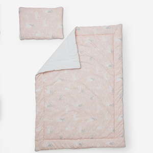 Set růžové dětské peřinky s polštářem Pinio Bunnies, 100 x 135 cm