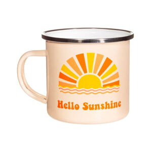 Oranžovo-bílý smaltovaný hrnek Sass & Belle Hello Sunshine, 350 ml