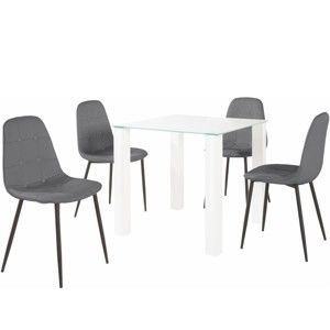 Sada jídelního stolu a 4 šedých židlí Støraa Dante, délka stolu 80 cm