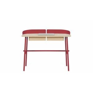 Červený pracovní stůl v dekoru dubového dřeva HARTÔ Victor, 100 x 60 cm
