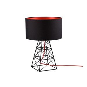 Černá stolní lampa s červeným kabelem Filament Style Pylon