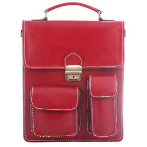 Červená kožená taška Chicca Borse Vintage Work