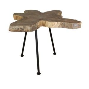 Odkládací stolek s deskou z teakového dřeva HSM collection Doff, ⌀ 50 cm