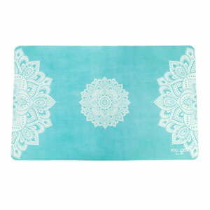 Tyrkysově modrý ručník na jógu Yoga Design Lab Mandala, 61 x 38 cm