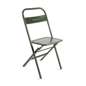 Zelená skládací ručně vyráběná židle z recyklovaného kovu RGE Mash