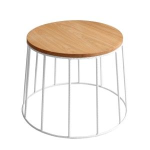 Konferenční stolek s bílou konstrukcí a deskou v dekoru dubového dřeva Custom Form Memo, ⌀ 50 cm
