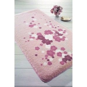Růžová předložka do koupelny Confetti Bathmats Spray, 100 x 160 cm
