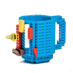 Modrý plastový hrnek s motivem LEGO s kostičkami Just Mustard, 350 ml