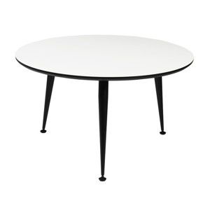 Bílý konferenční stolek s černými nohami Folke Strike, výška 40 cm x ∅ 85 cm