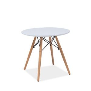 Bílý kulatý stůl s nohama z kaučukového dřeva Signal Soho, ⌀ 80 cm