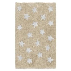 Béžový dětský ručně vyrobený koberec Tanuki Stars, 120 x 160 cm