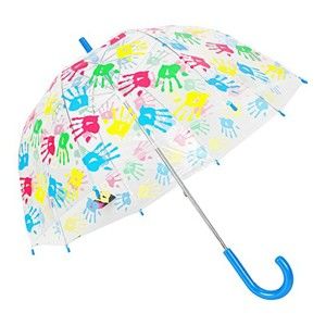 Dětský transparentní holový deštník s modrou rukojetí Birdcage Crook, ⌀ 72 cm