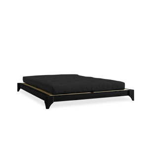 Dvoulůžková postel z borovicového dřeva s matrací a tatami Karup Design Elan Comfort Mat Black/Black, 160 x 200 cm