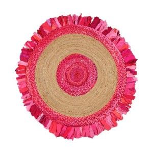 Kruhový koberec z juty a bavlny Eco Rugs Girl Power, Ø 150 cm