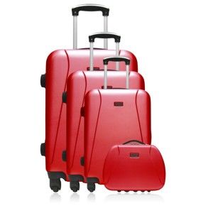 Sada 4 červených cestovních kufrů na kolečkách Hero Lanzarote-C