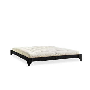 Dvoulůžková postel z borovicového dřeva s matrací Karup Design Elan Double Latex Black/Natural, 160 x 200 cm