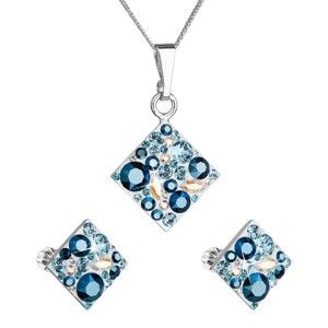 Set 2 tmavě modrých náušnic a náhrdelníku ze stříbra se Swarovski krystaly Je Veux Rosso