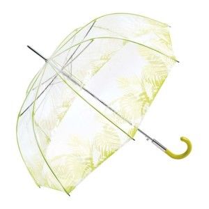 Transparentní holový deštník se zelenými detaily Ambiance Birdcage Tropical Leaves, ⌀ 86 cm