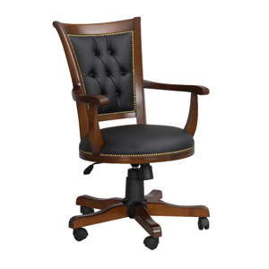 Hnědá kancelářská židle s černým potahem z pravé kůže Folke Skipper
