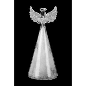 Vánoční skleněná ozdoba ve tvaru anděla s peříčky Ego dekor, výška 18 cm