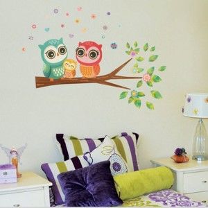Nástěnná samolepka Lovely Owl Family