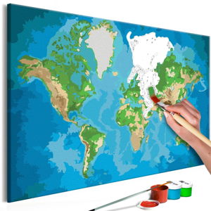 DIY set na tvorbu vlastního obrazu na plátně Artgeist Real Map World, 60 x 40 cm