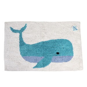 Bílá/modrá koupelnová předložka 83x52,5 cm Whale – Rex London