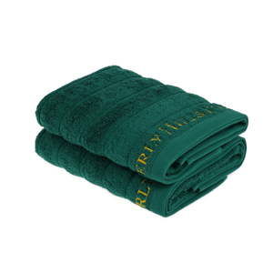 Sada 2 tmavě zelených ručníků na ruce, 90 x 50 cm