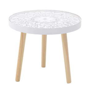 Bílý odkládací stolek z březového dřeva InArt Antique, ⌀ 42 cm