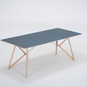 Jídelní stůl z masivního dubového dřeva s tmavě modrou deskou Gazzda Tink, 200 x 90 cm