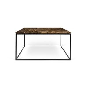 Hnědý mramorový konferenční stolek s černými nohami TemaHome Gleam, 75 cm